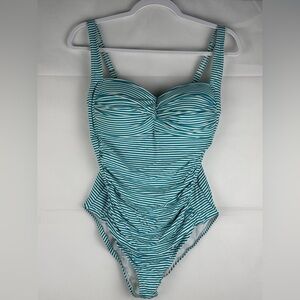 Niptuck One piece Multi Fit Cup Swimsuit US Size 10 Teal/White